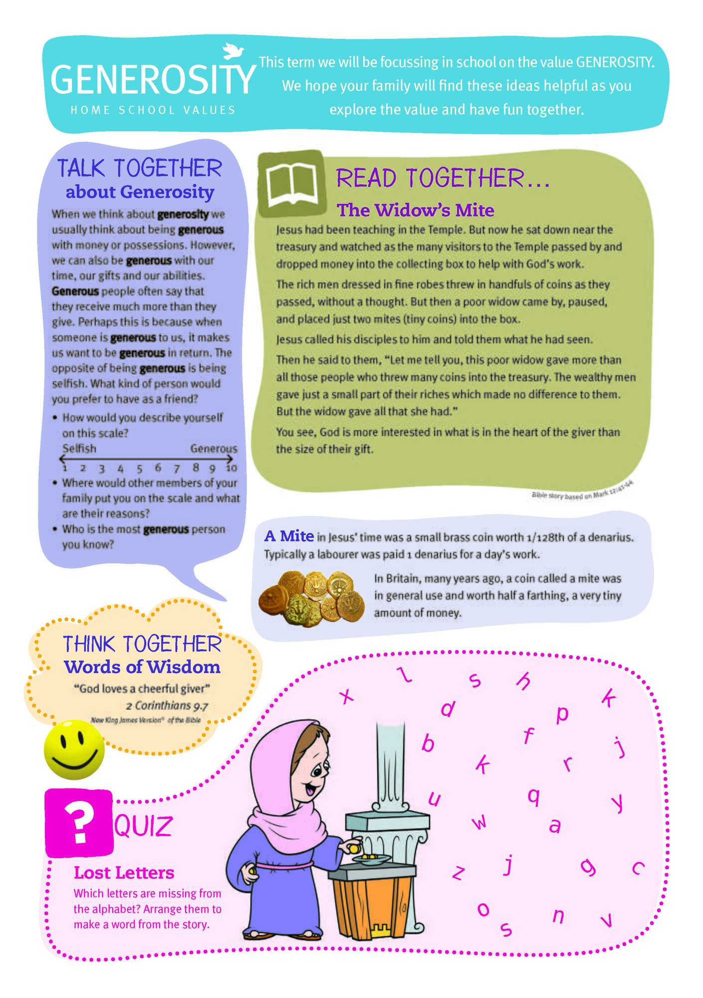 HomeSchoolValues GENEROSITY Page 1
